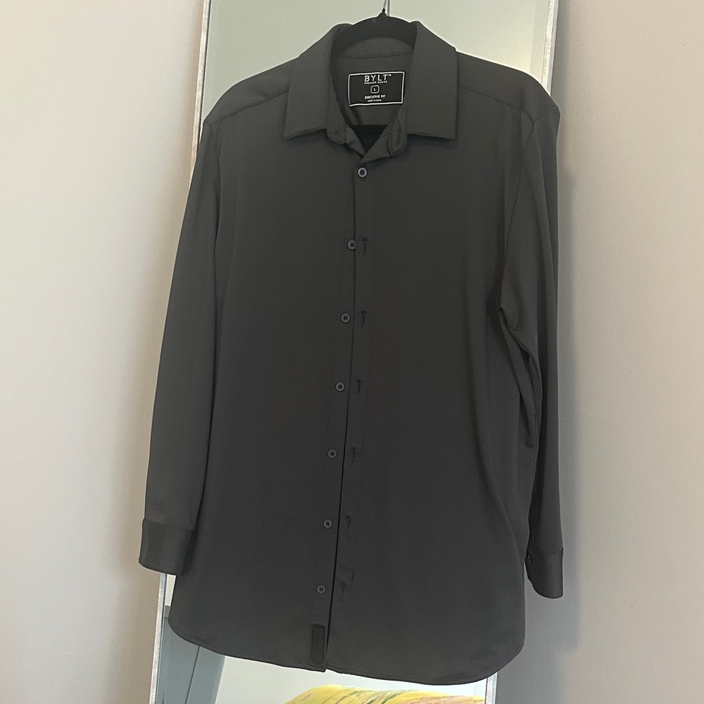 BYLT Basics Charcoal Men's Casual Button Down Shirt